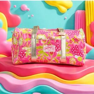 Lilly Pulitzer Pink and Gold Floral Travel Bag